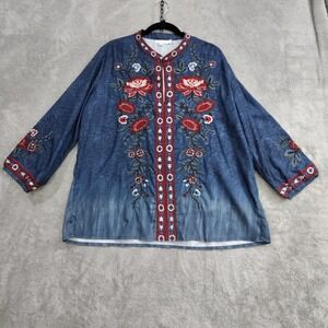 Love Kyla Tunic Top Womens XL Embroidered Boho Floral Blouse‎ India